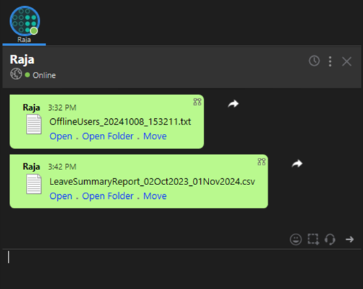 Output Messenger - Leave Reports Sent Files